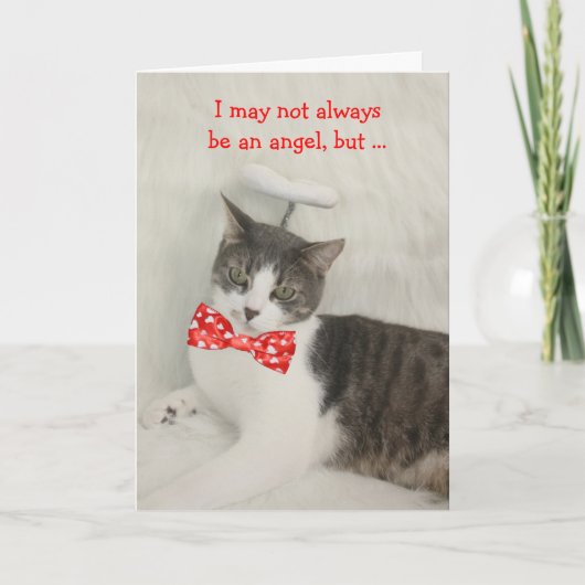 Angel Cat Valentijn Feestdagen Kaart (Voorkant)