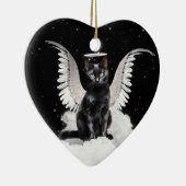 Angel Cat Zwart Huisdier Memorial Keramisch Ornament (Rechts)
