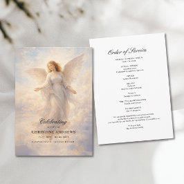 Angel Celebration of Life Funeral Program Programmakaart
