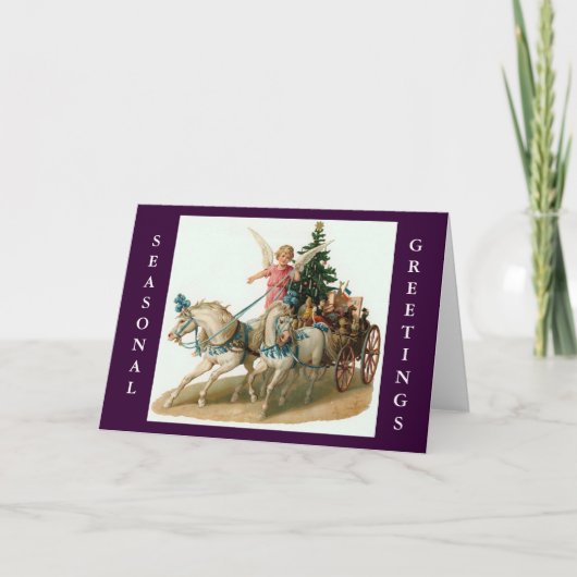 ANGEL CHARIOT RIDE CHRISTMAS KAART (Voorkant)