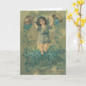 Angel Cherub Basket Vergeet-Me-Not Kaart (Gele Bloem)