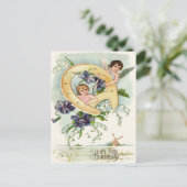 Angel Cherub Hoefijzer Vergeet-Me-Not Briefkaart (Staand voorkant)