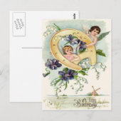 Angel Cherub Hoefijzer Vergeet-Me-Not Briefkaart (Voorkant / Achterkant)