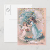 Angel Cherub Kerstboom Apple Stars Feestdagenkaart (Voorkant / Achterkant)