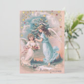 Angel Cherub Kerstboom Apple Stars Kaart (Staand voorkant)