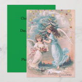 Angel Cherub Kerstboom Apple Stars Kaart (Voorkant / Achterkant)
