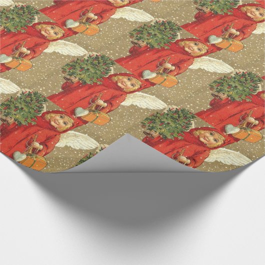 Angel Cherub Kerstboom Sneeuw Cadeaupapier (Hoek)