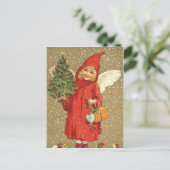 Angel Cherub Kerstboom Sneeuw Feestdagenkaart (Staand voorkant)