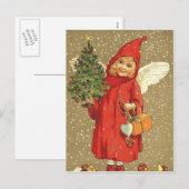 Angel Cherub Kerstboom Sneeuw Feestdagenkaart (Voorkant / Achterkant)
