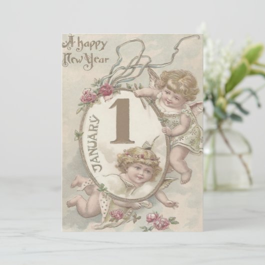 Angel Cherub Roos Kaart (Staand voorkant)