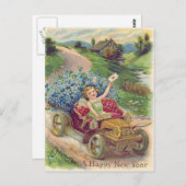 Angel Cherub Vergeet-Me-Not Auto Briefkaart (Voorkant / Achterkant)