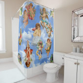 angel cherub wolken antiek , zwaar Victoriaans Douchegordijn (In situ)