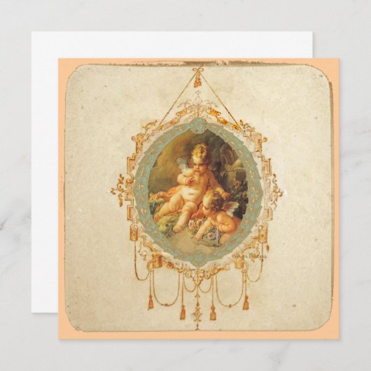 Angel Cherubs nodigt uit om de datumkaarten op te Save The Date (Voorkant / Achterkant)