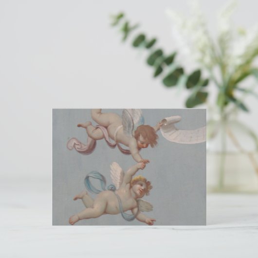 Angel Cherubs Whimsical Renaissance Briefkaart (Staand voorkant)