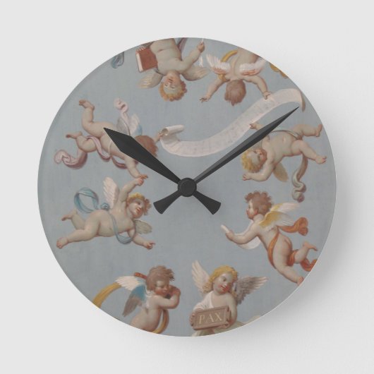Angel Cherubs Whimsical Renaissance Ronde Klok (Voorkant)
