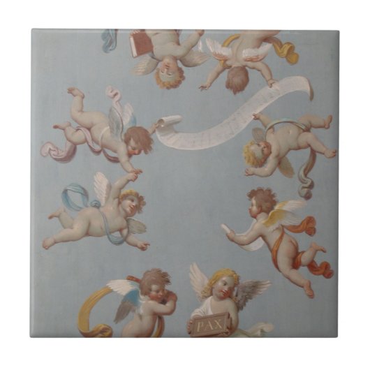 Angel Cherubs Whimsical Renaissance Tegeltje (Voorkant)