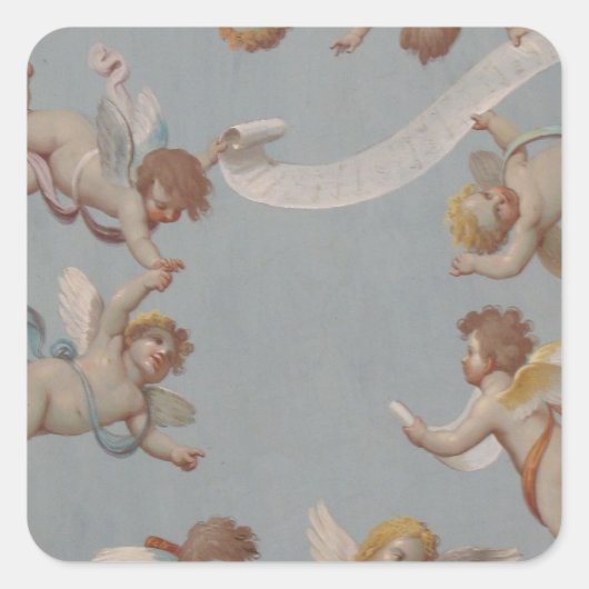 Angel Cherubs Whimsical Renaissance Vierkante Sticker (Voorkant)