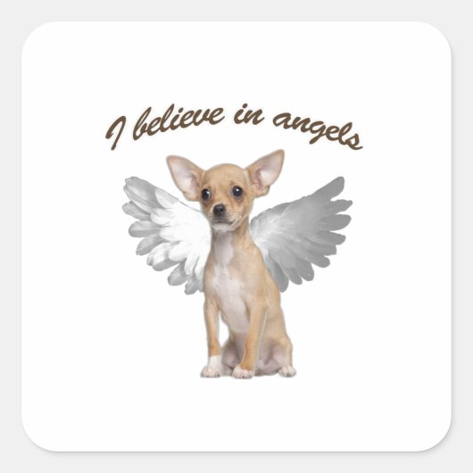 Angel Chihuahua Vierkante Sticker (Voorkant)