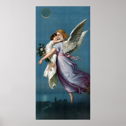 Angel & Child in Heaven Retro Vintage Poster (Voorkant)