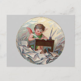  Angel Child Schrijft op bureau Briefkaart