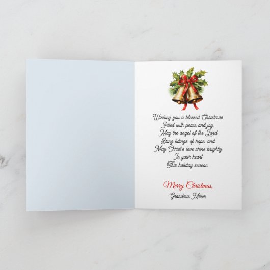 Angel Christmas Blessing Add Signature Religious Feestdagen Kaart (Binnen)