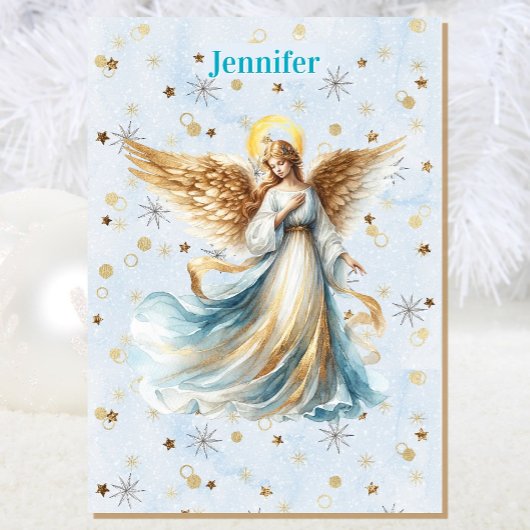 Angel Christmas Blessing Add Signature Religious Kaart