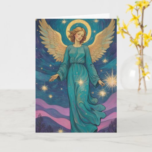 Angel Christmas Kaart - Pas de uwe aan (Gele Bloem)