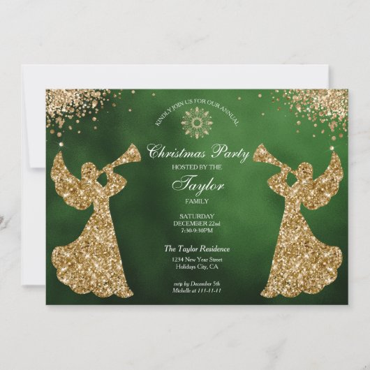 Angel Christmas Tree Family Dinner Party Kaart (Voorkant)