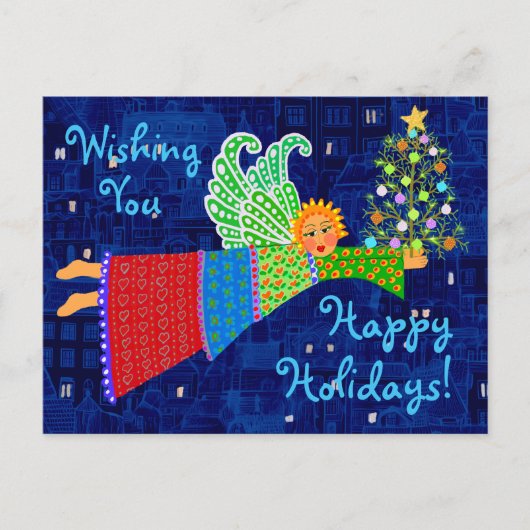 Angel Christmas Tree gepersonaliseerde vakantie Br Feestdagenkaart (Voorkant)