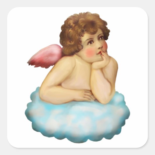 Angel Cloud Cupid Vierkante Sticker (Voorkant)