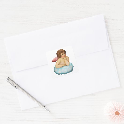 Angel Cloud Cupid Vierkante Sticker (Envelop)
