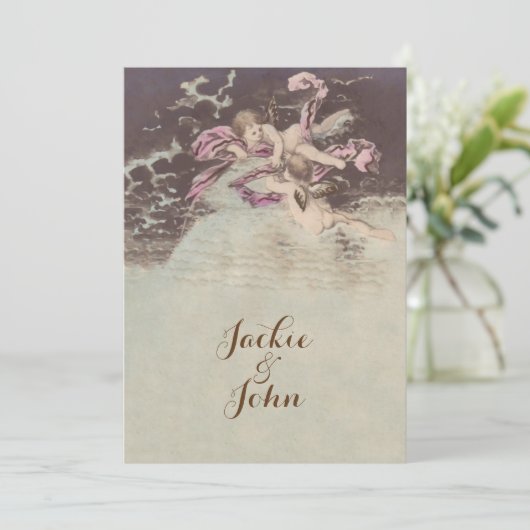 Angel Clouds - Uitnodigingen / RSVP / Wedding (Staand voorkant)