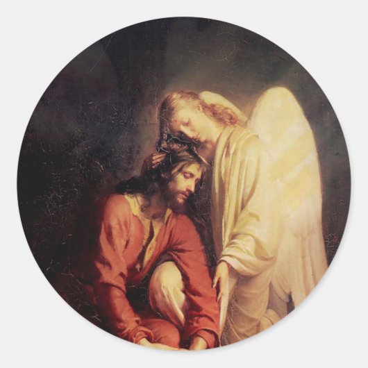 Angel Comfort Jezus Ronde Sticker (Voorkant)