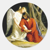 Angel Comforts Jesus op Gethsemane Ronde Sticker (Voorkant)