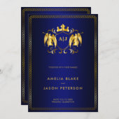 Angel Crest | Gold Royal Blue Luxurous Kaart (Voorkant / Achterkant)