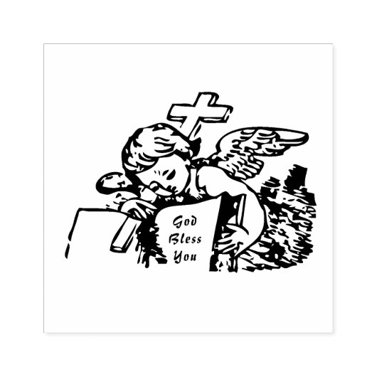 Angel Cross Bijbel "God zegene je" Rubberstempel (Afrduk)