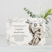 Angel Cross-katholieke bruiloft Uitnodiging (Staand voorkant)