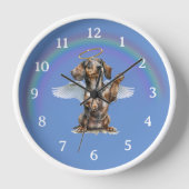 Angel Dachshund Herdenking Wandklok (Voorkant)