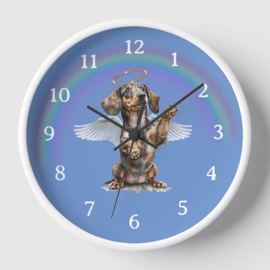 Angel Dachshund Herdenking Wandklok (Voorkant)