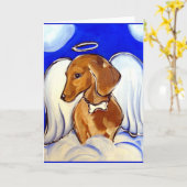 Angel Dachshund Kaart (Gele Bloem)