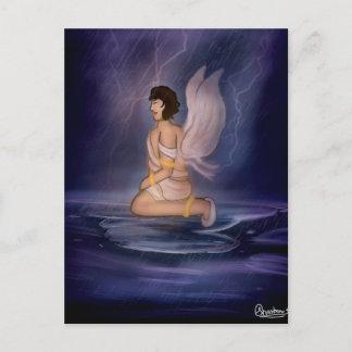 Angel dark blue wall art briefkaart