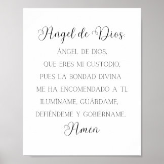 Angel de Dios Spaans Gebed Poster