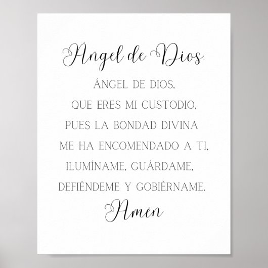 Angel de Dios Spaans Gebed Poster (Voorkant)