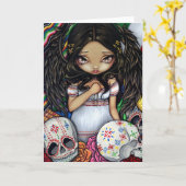 "Angel DE los Muertos" Wenskaart Kaart (Gele Bloem)