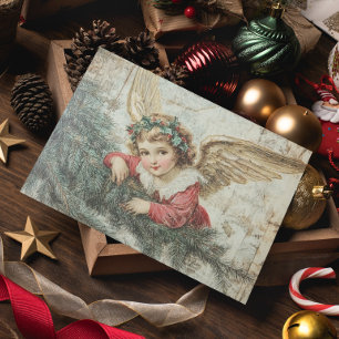 Angel  decoupage kerst briefkaart
