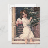 "Angel Delivery" Vintage Christmas Postcard Feestdagenkaart (Voorkant / Achterkant)