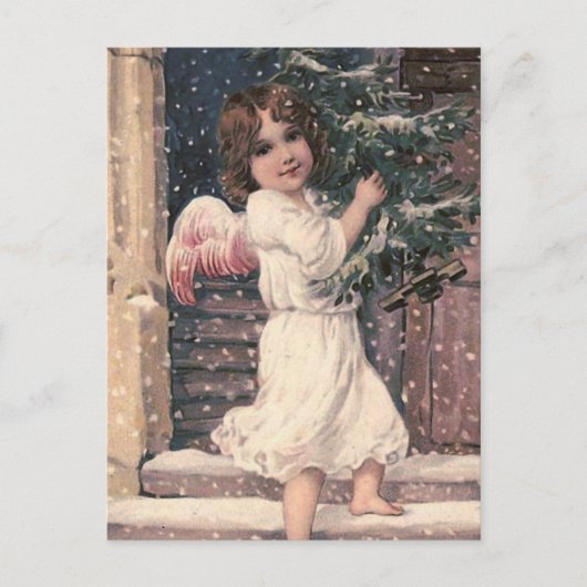 "Angel Delivery" Vintage Christmas Postcard Feestdagenkaart (Voorkant)