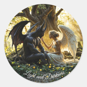 Angel Demon bovennatuurlijk helder ontwerp Ronde Sticker