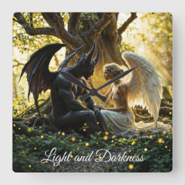 Angel Demon bovennatuurlijk helder ontwerp Vierkante Klok