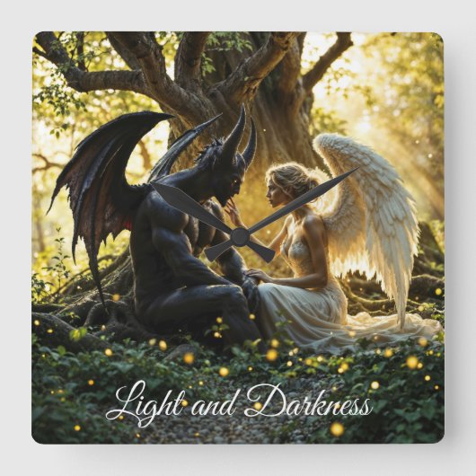 Angel Demon bovennatuurlijk helder ontwerp Vierkante Klok (Voorkant)